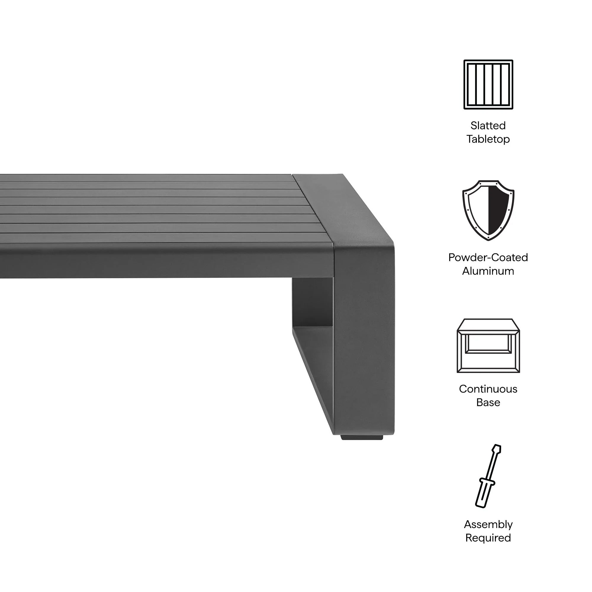Lirienne Outdoor Patio Aluminum Coffee Table in Gray