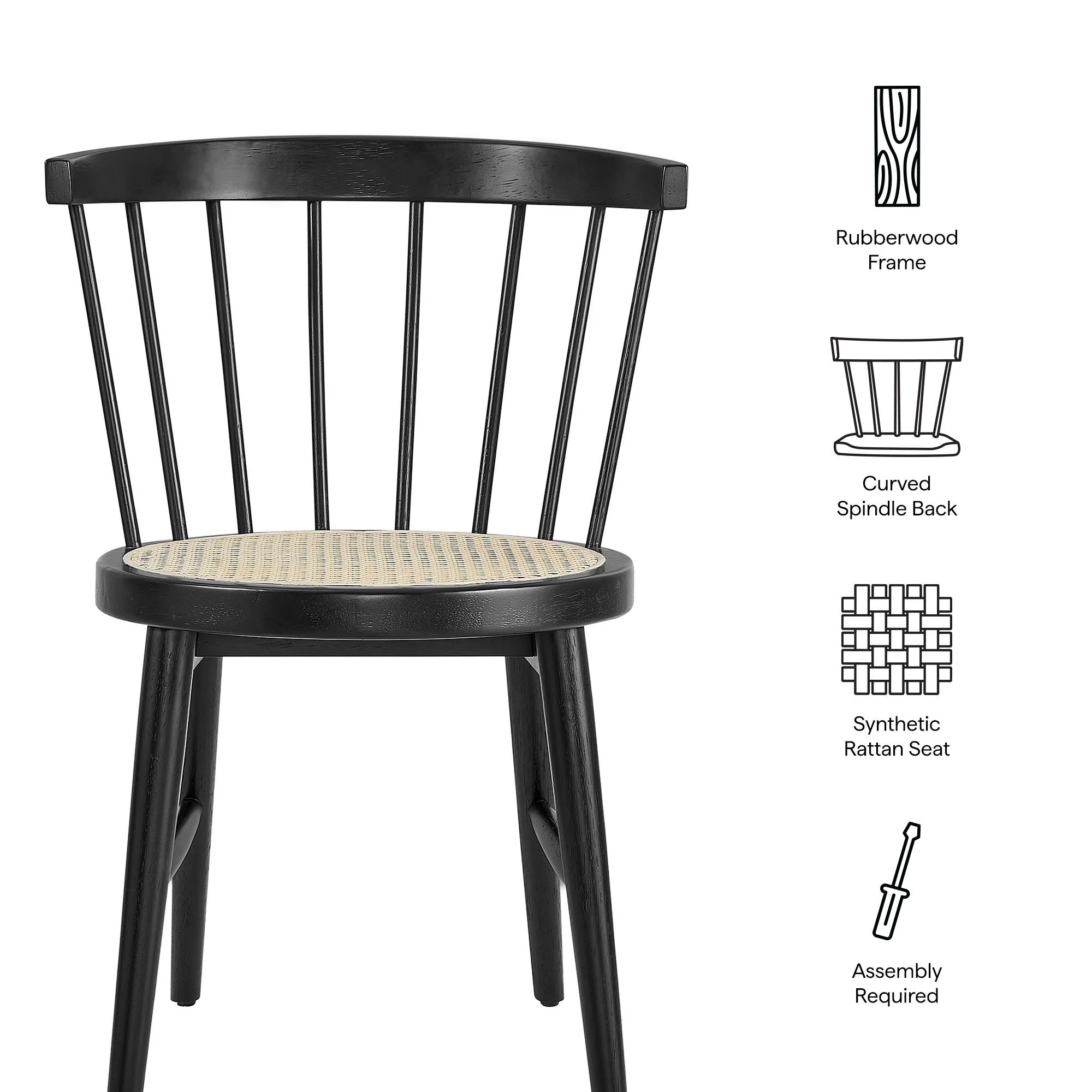 Lykke Curved Spindle Back Dining Chairs Set of 2