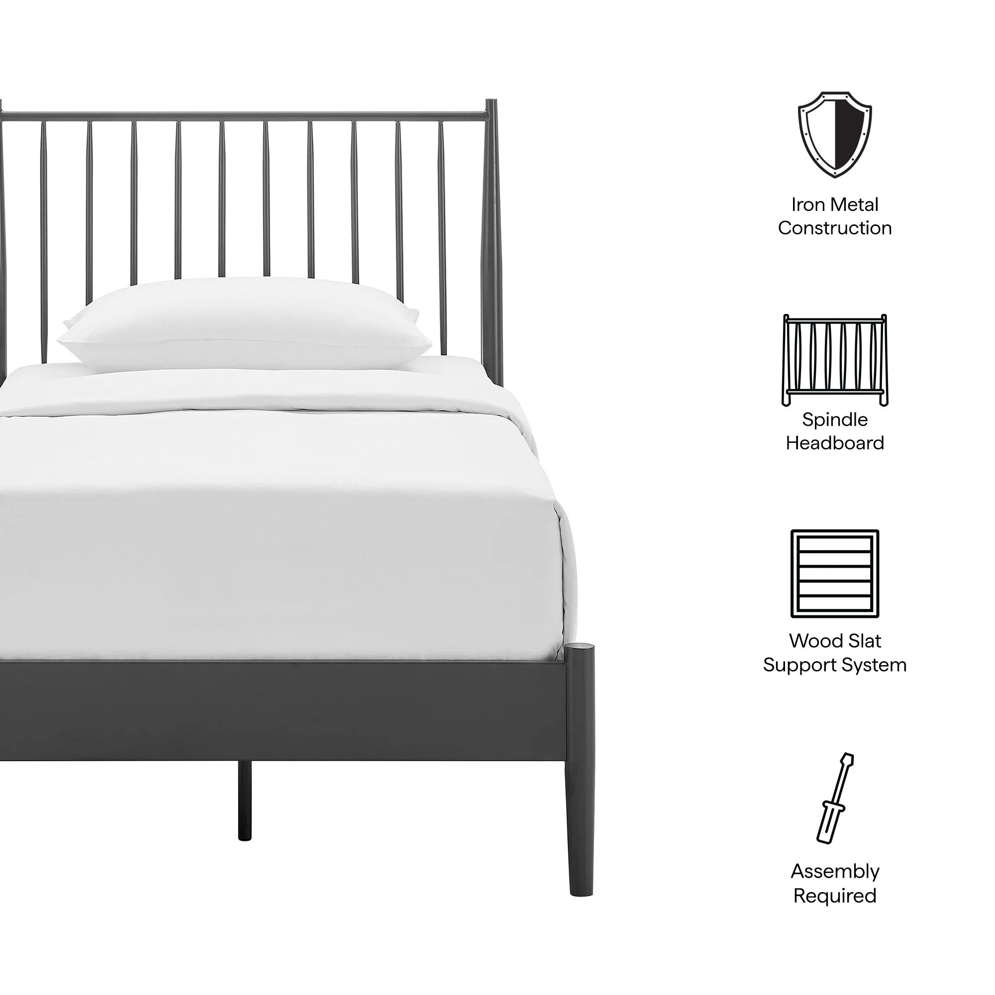 Adair Spindle Metal  Platform Bed