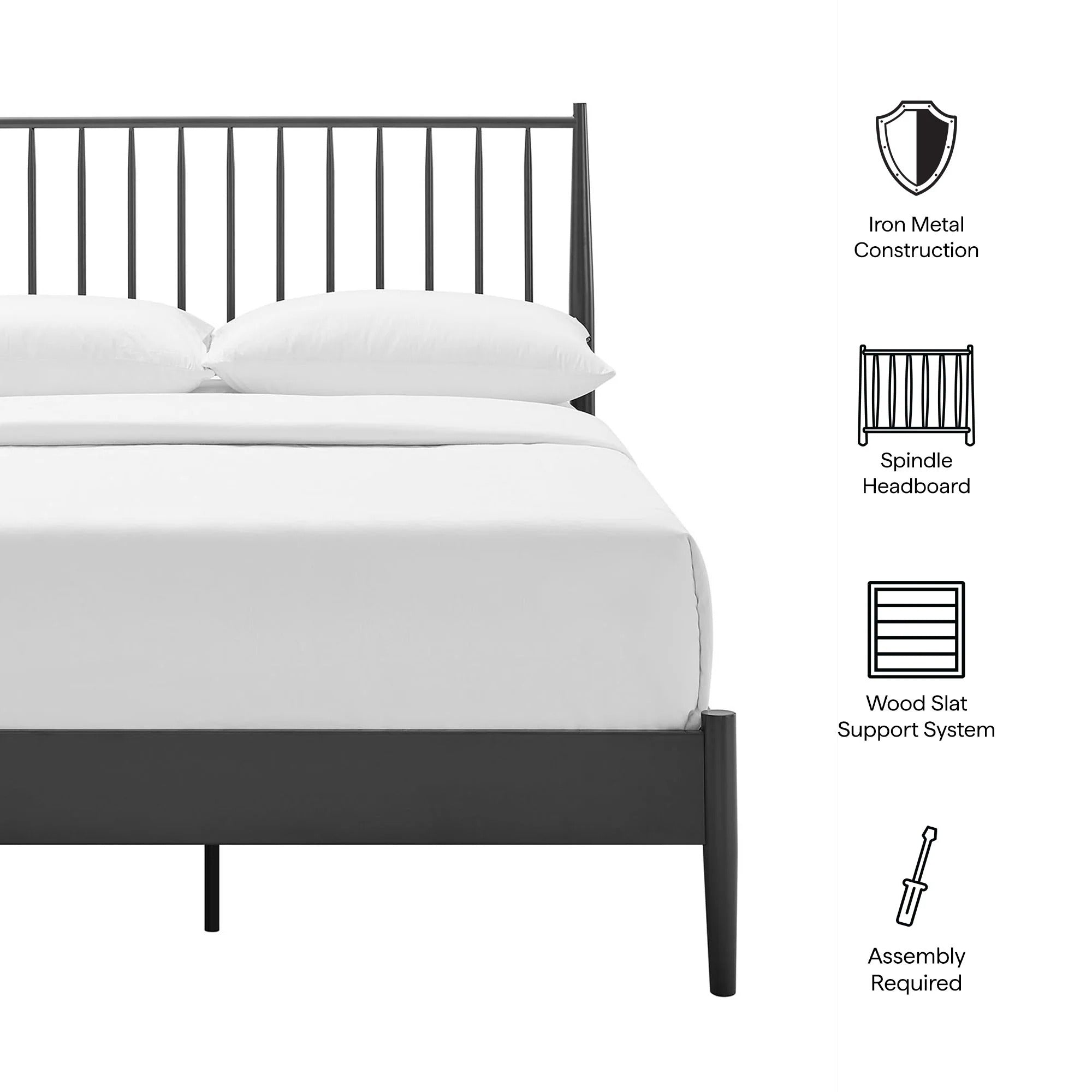 Adair Spindle Metal  Platform Bed