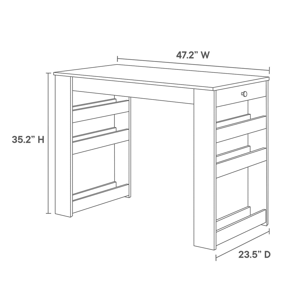 Galley 3-Piece Kitchen Island and Stool Set in Oak Gray