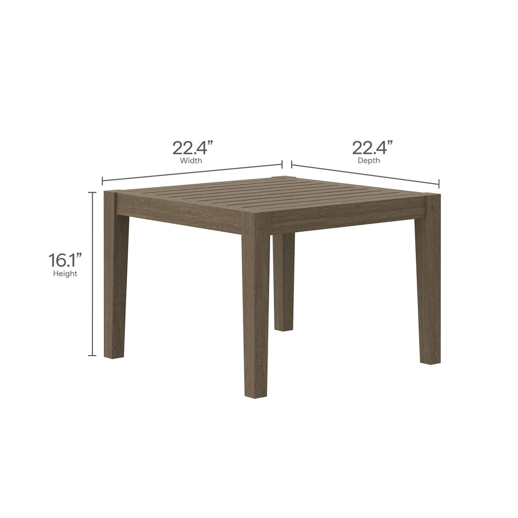 Northlake Square Outdoor Patio Teak Side Table in Weathered Gray