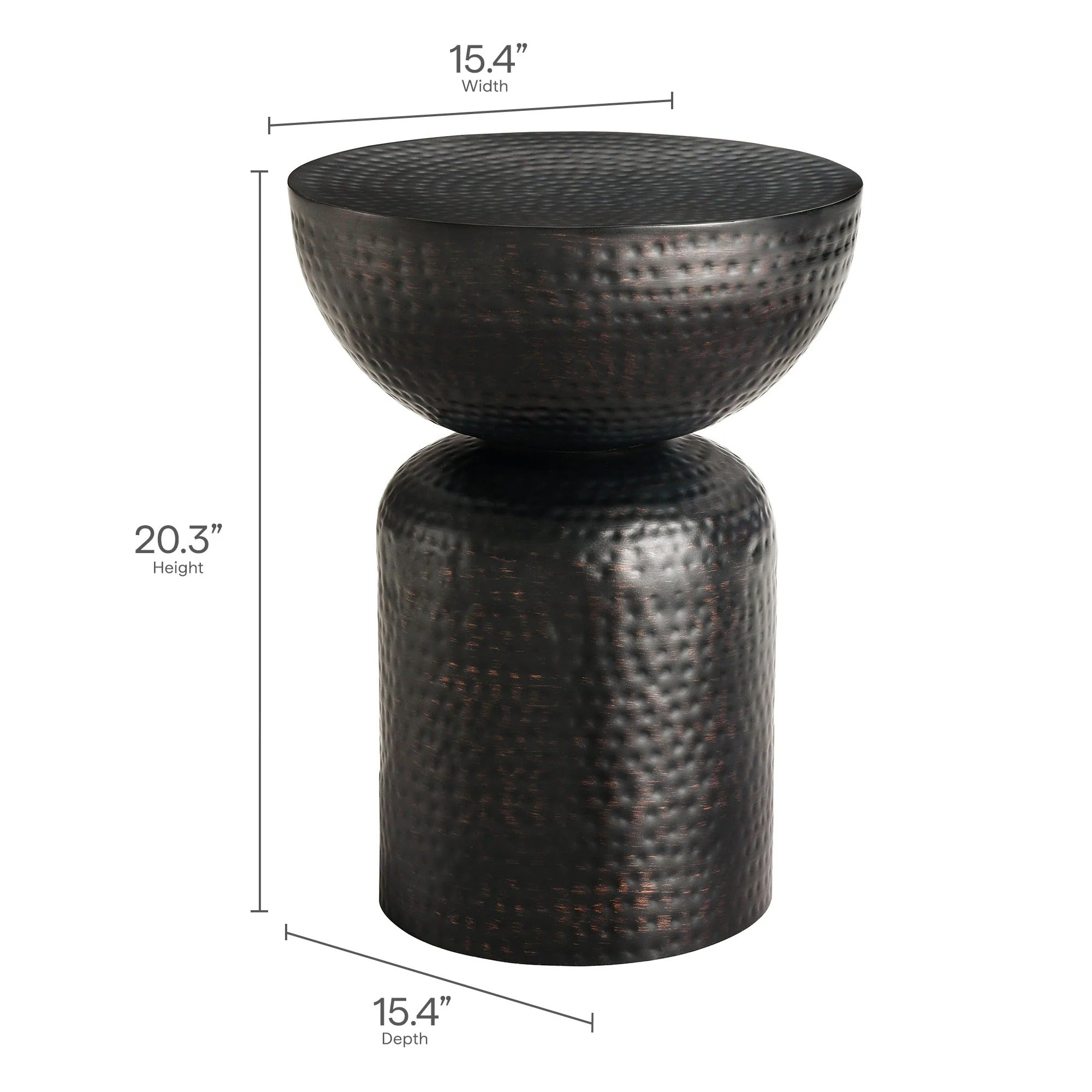 Mella Metal Hammered Side Table in Black