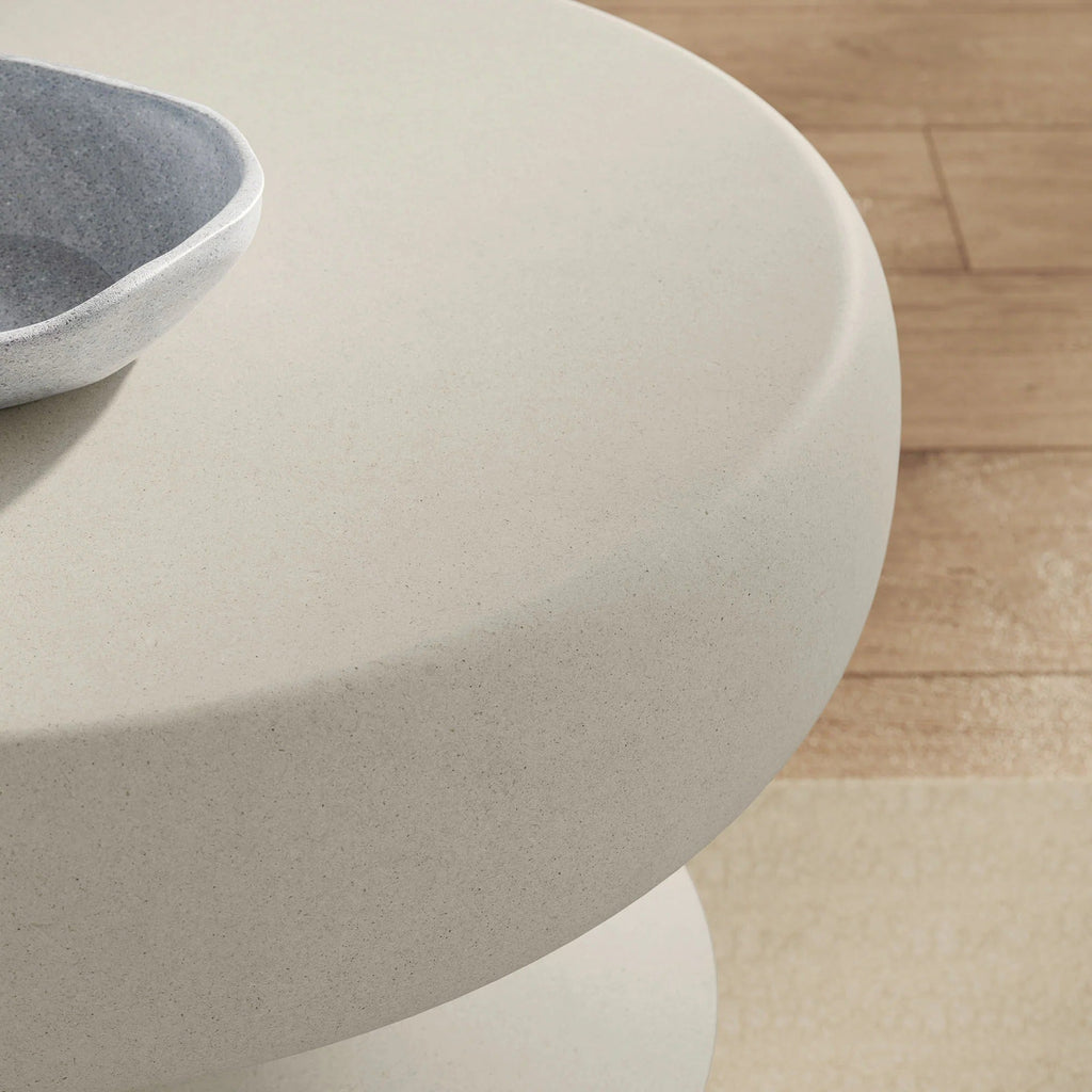 Terza Indoor - Outdoor Patio Concrete Side Table in Light Gray