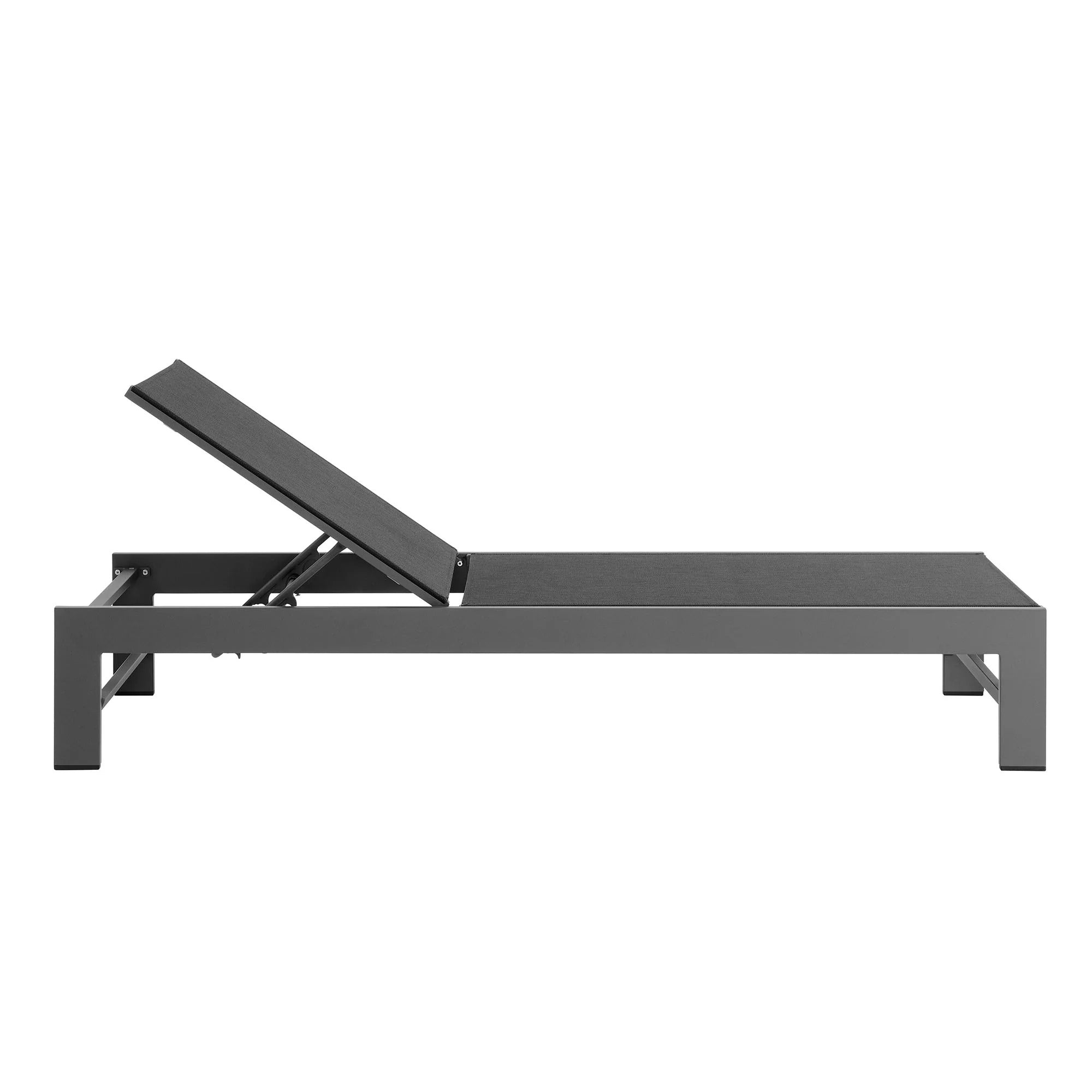 Tahoe Outdoor Patio Mesh and Aluminum Chaise Lounge in Gray