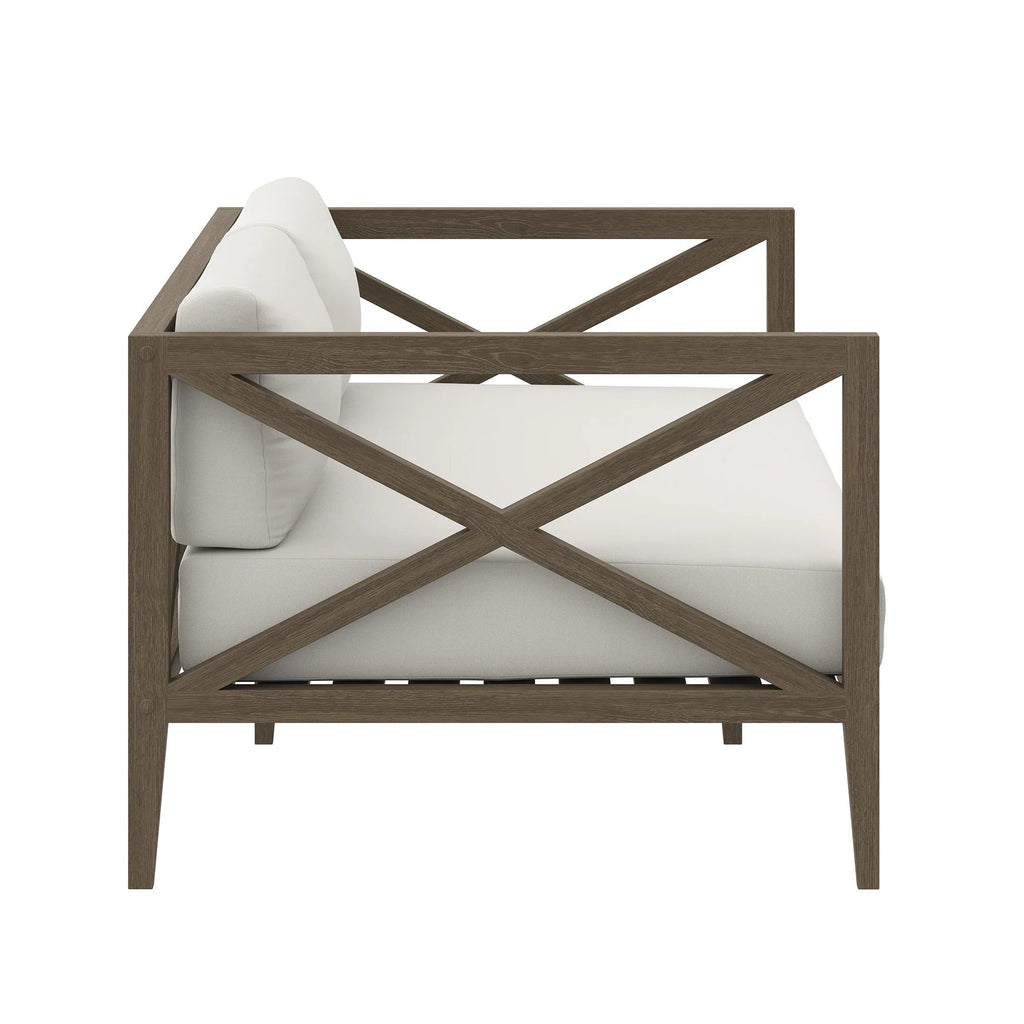 Northlake Outdoor Patio Teak Loveseat in Weathered Gray White
