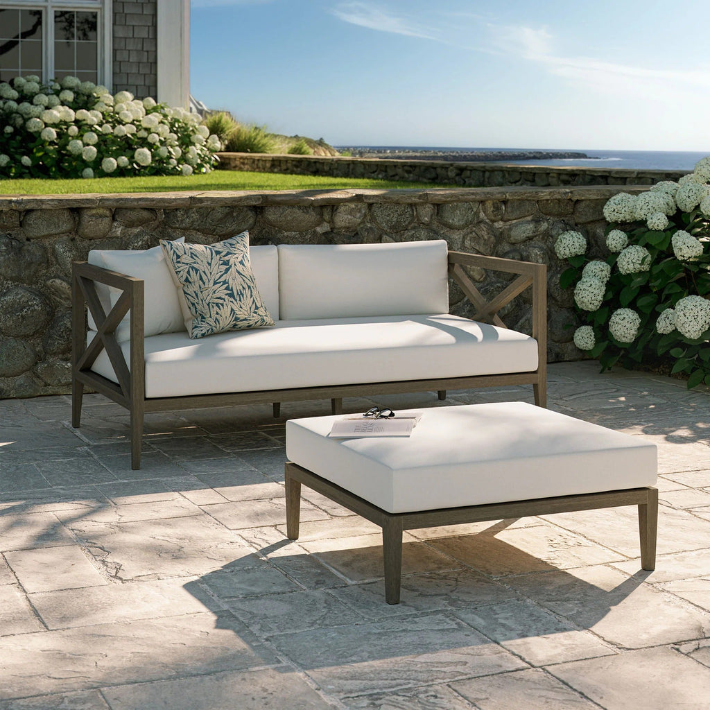 Northlake Outdoor Teak Wood Loveseat and Ottoman Set