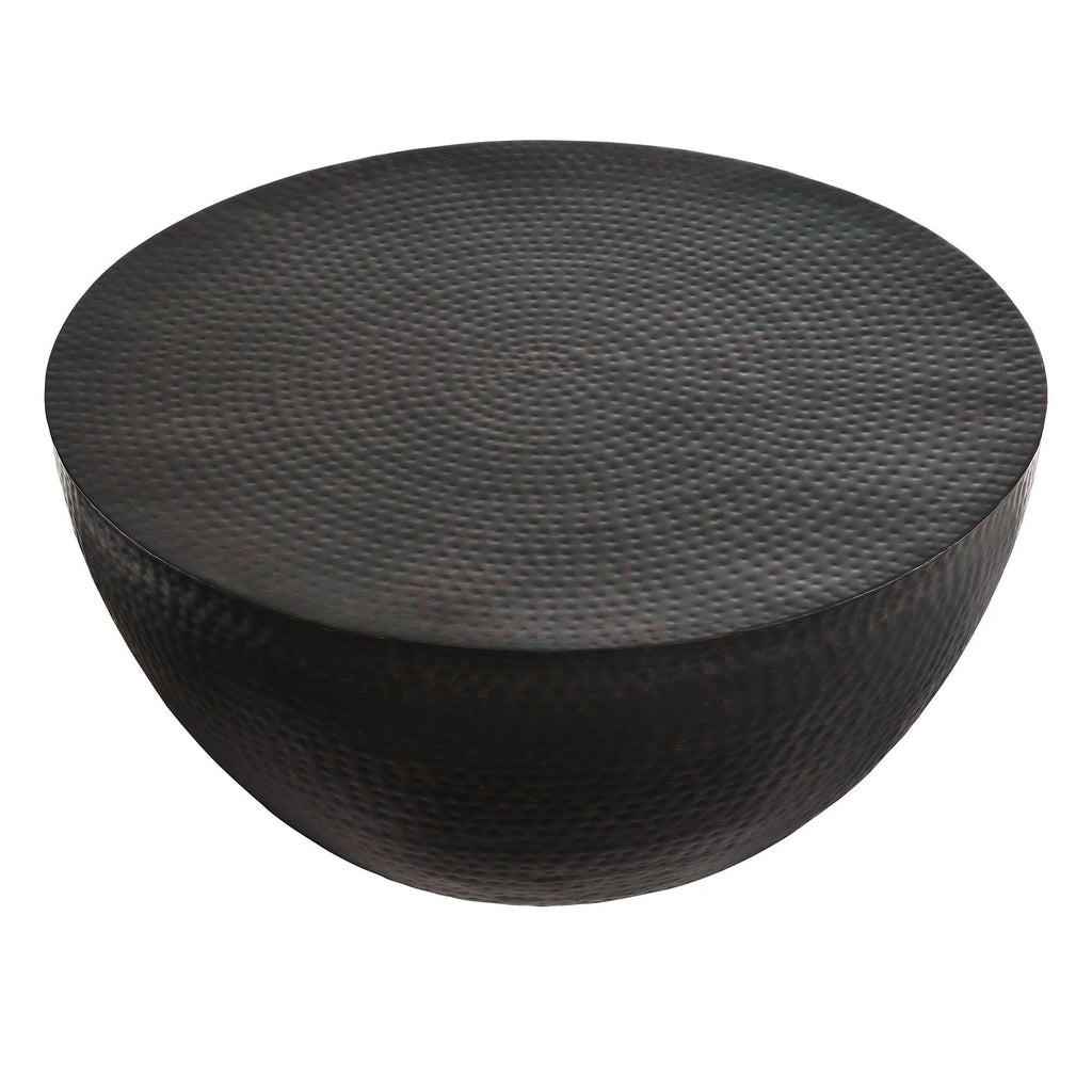 Mella 32 Inch Metal Hammered Coffee Table in Black