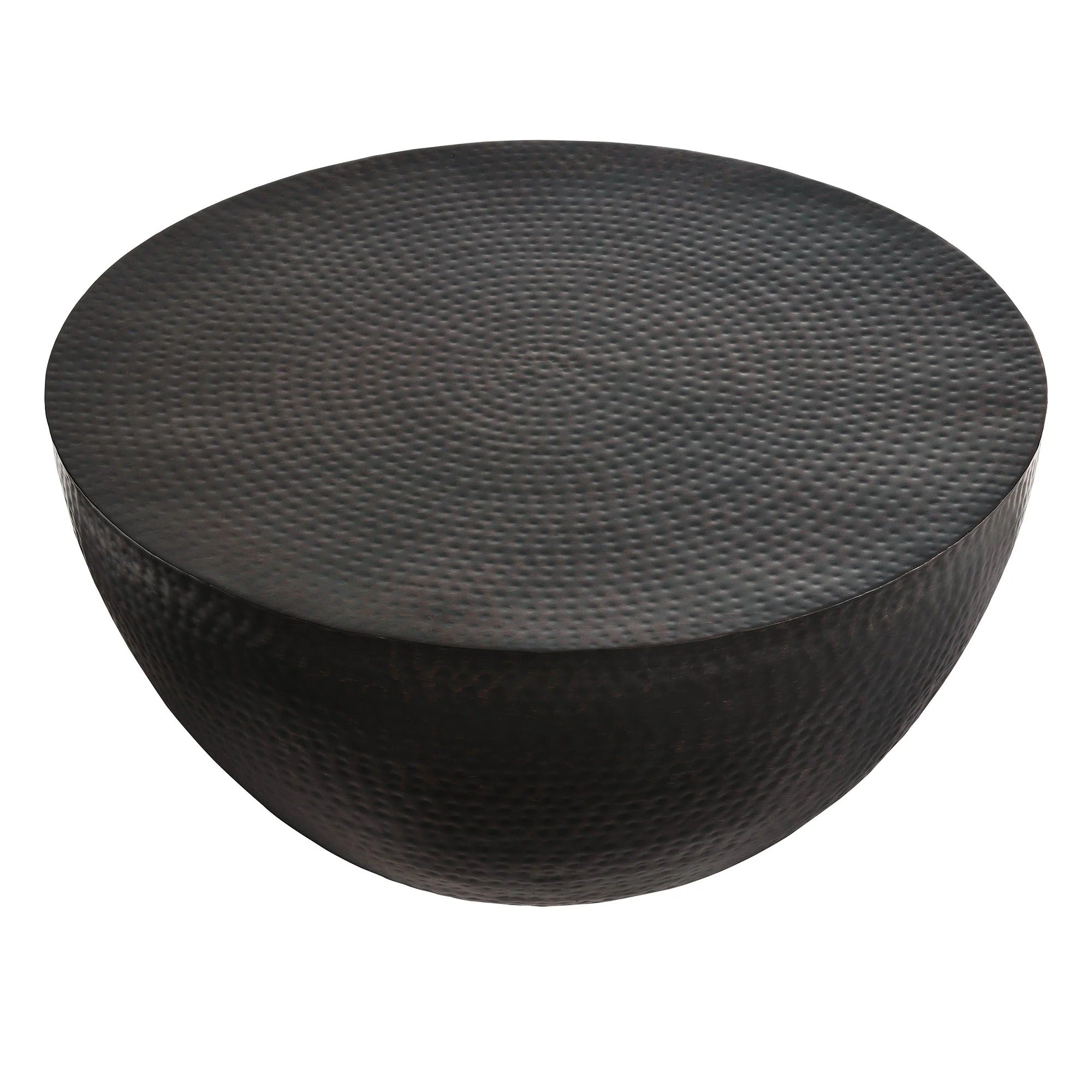 Mella 32 Inch Metal Hammered Coffee Table in Black
