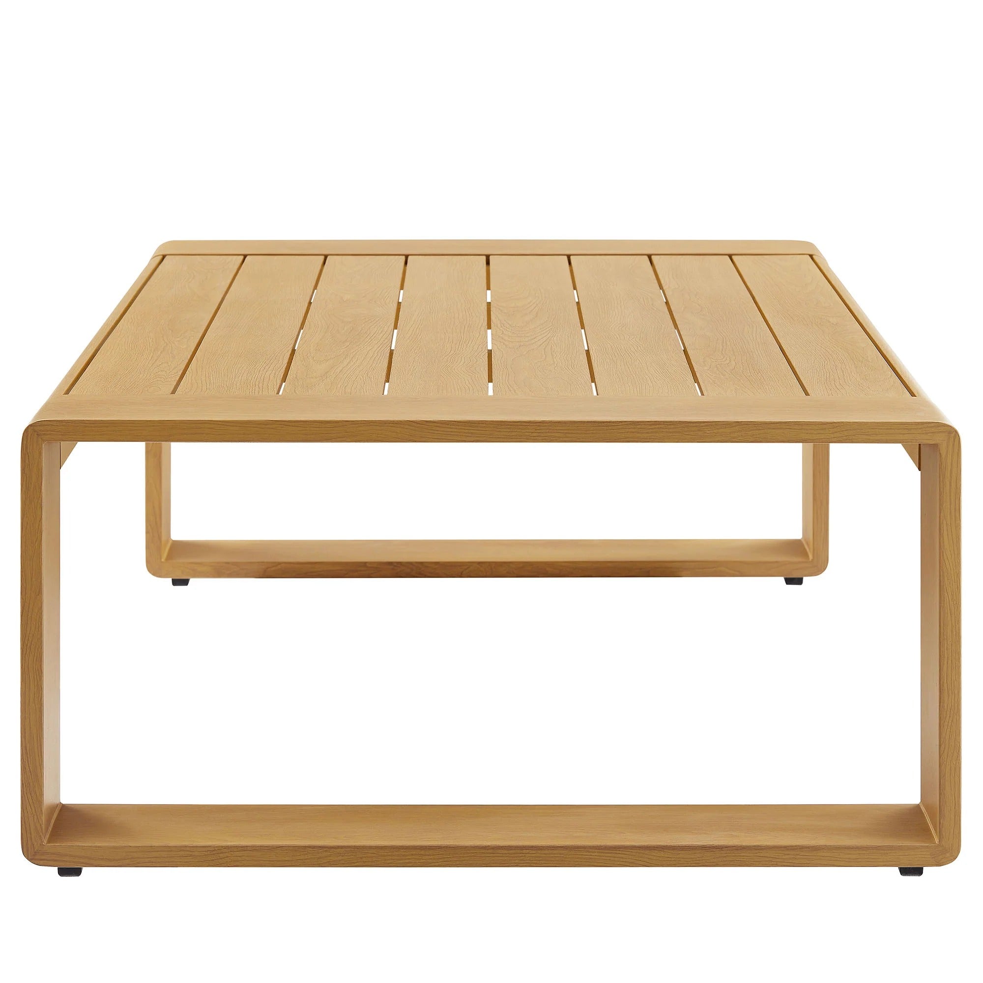 Lirienne Outdoor Patio Aluminum Faux Wood Coffee Table in Natural