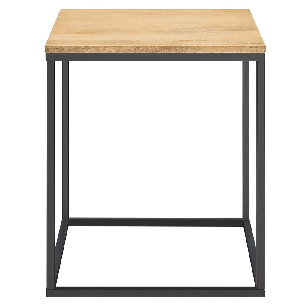 Zora Square Wood and Metal Side Table in Oak