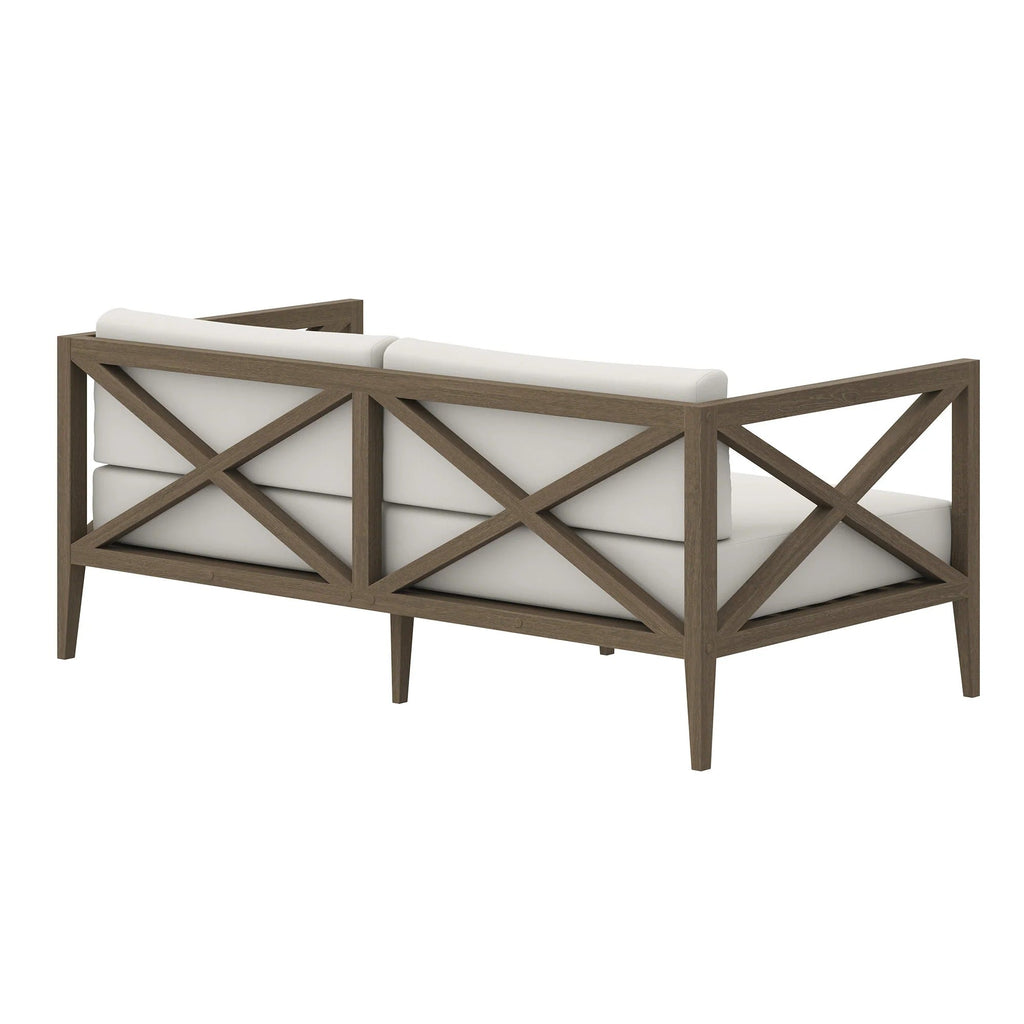 Northlake Outdoor Patio Teak Loveseat in Weathered Gray White