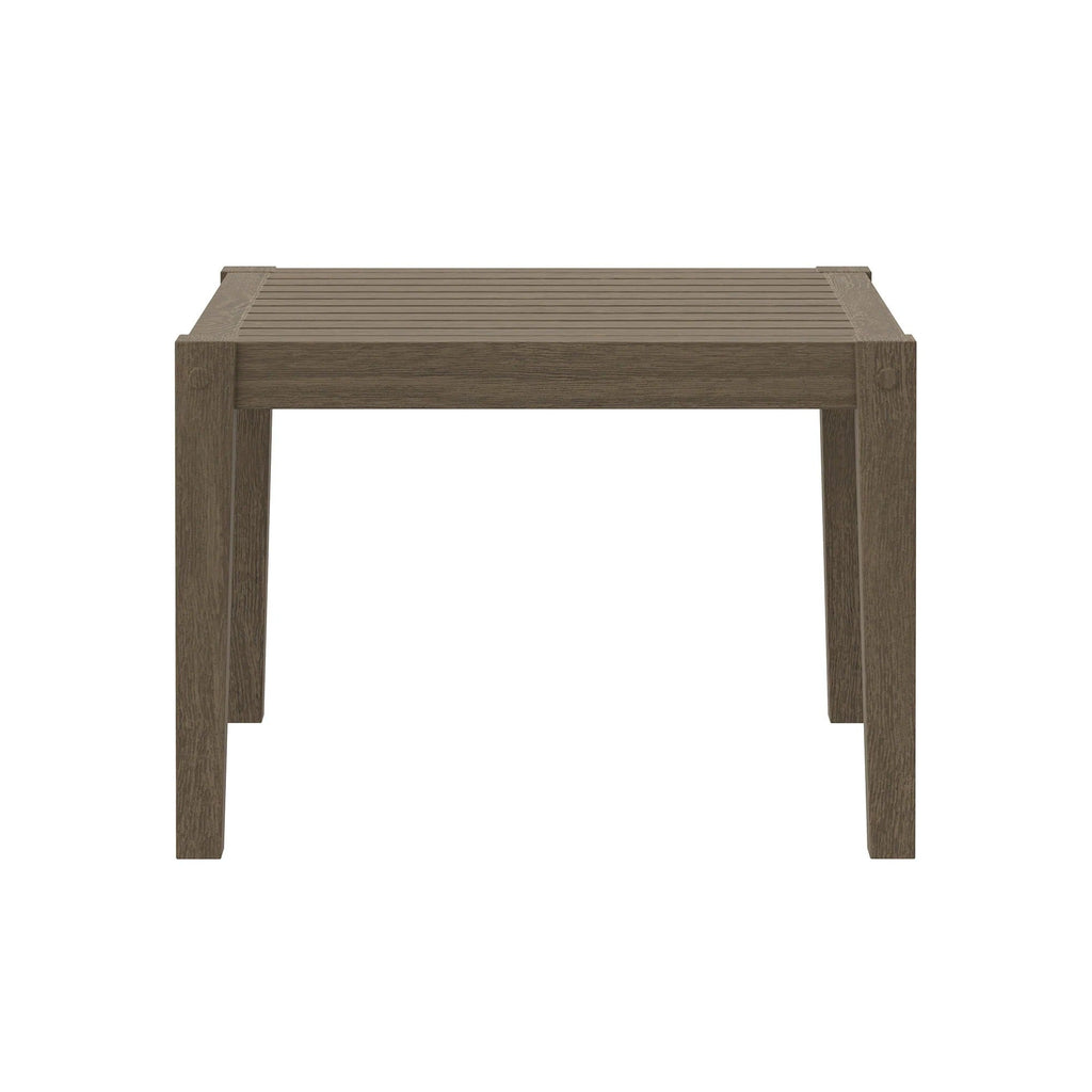 Northlake Square Outdoor Patio Teak Side Table in Weathered Gray