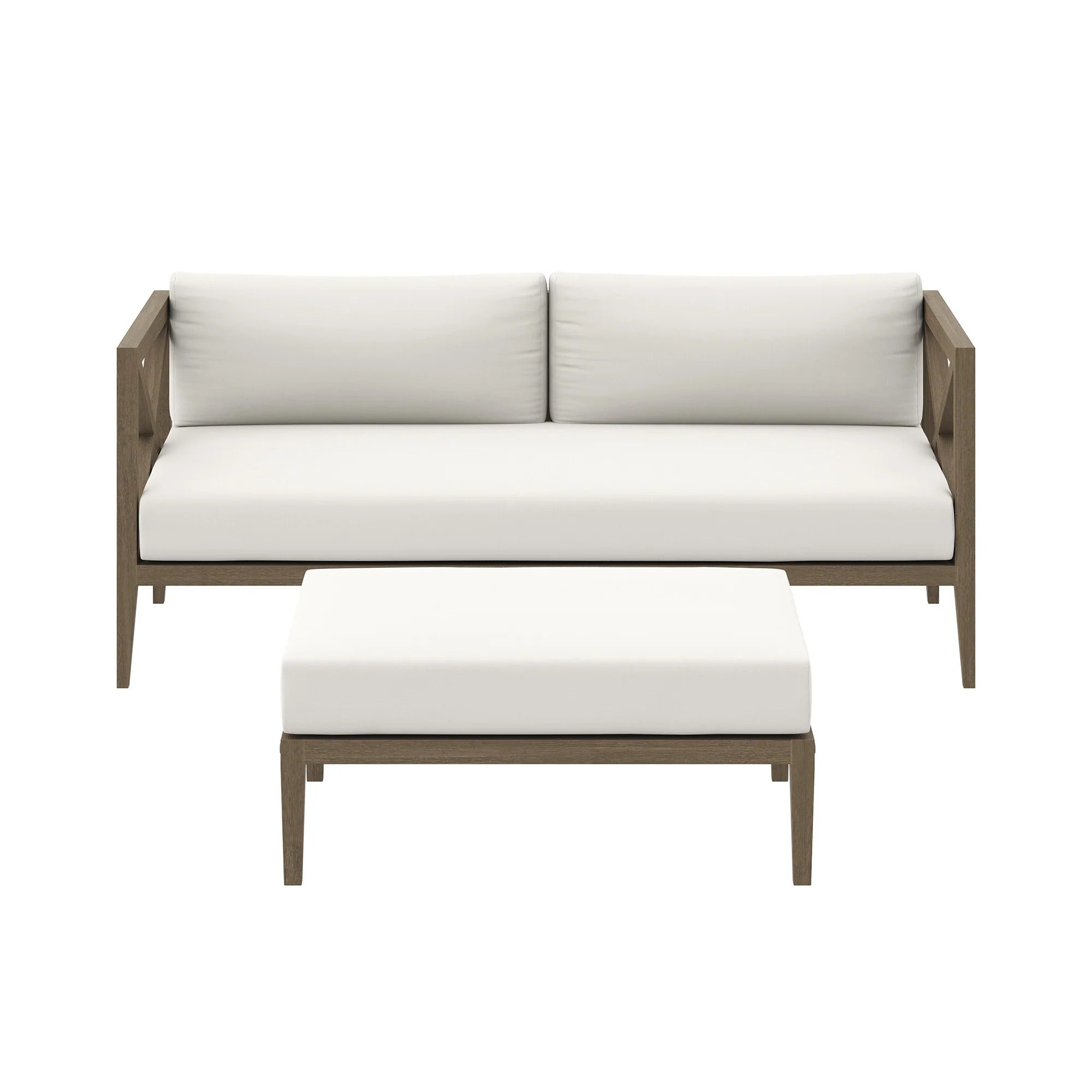 Northlake Outdoor Teak Wood Loveseat and Ottoman Set