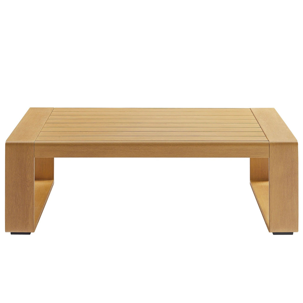 Lirienne Outdoor Patio Aluminum Faux Wood Coffee Table in Natural