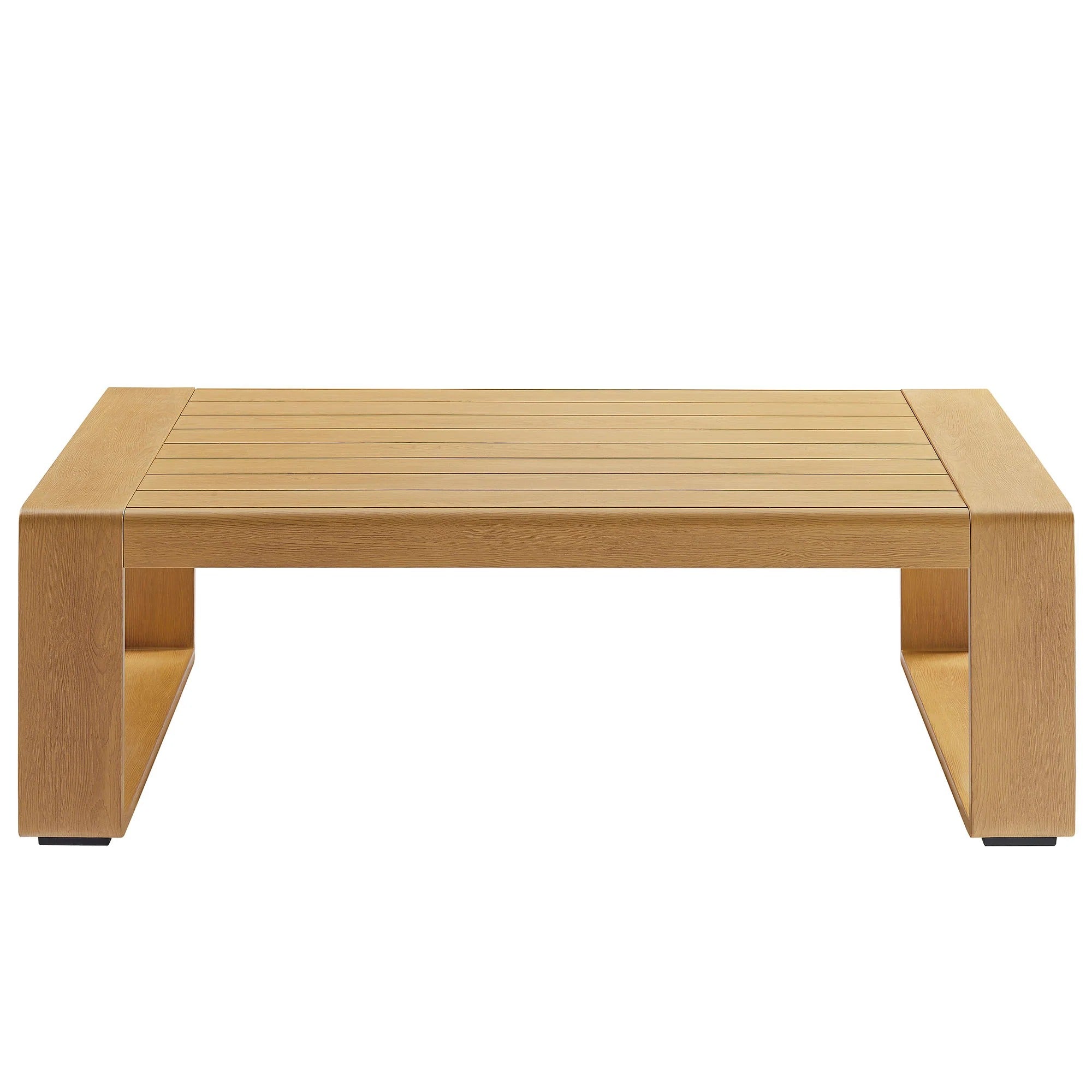Lirienne Outdoor Patio Aluminum Faux Wood Coffee Table in Natural