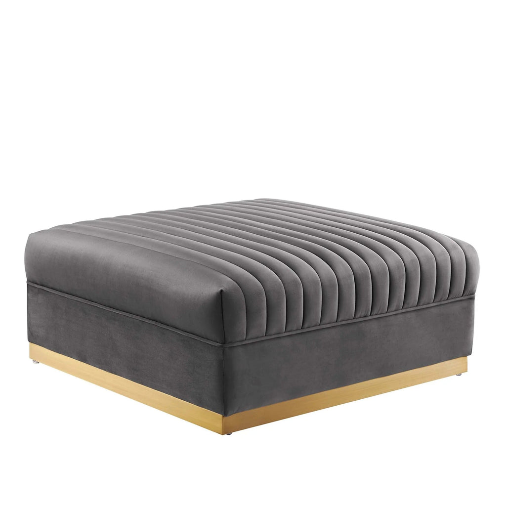 Sanguine 5-Piece Channel Tufted Performance Velvet Right-Facing Modular Sectional Sofa in Gray
