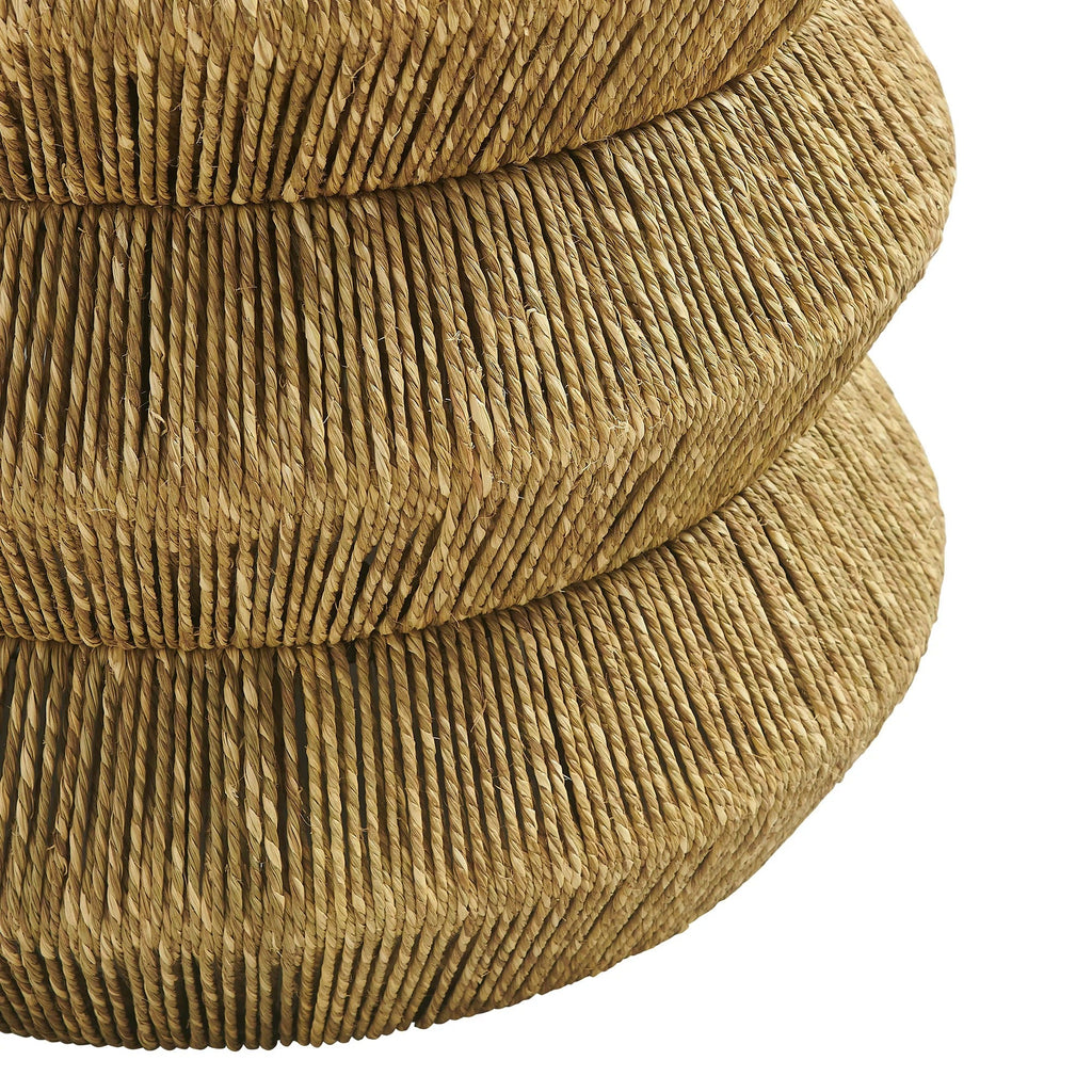 Maris Seagrass and Wood End Table in Walnut Natural