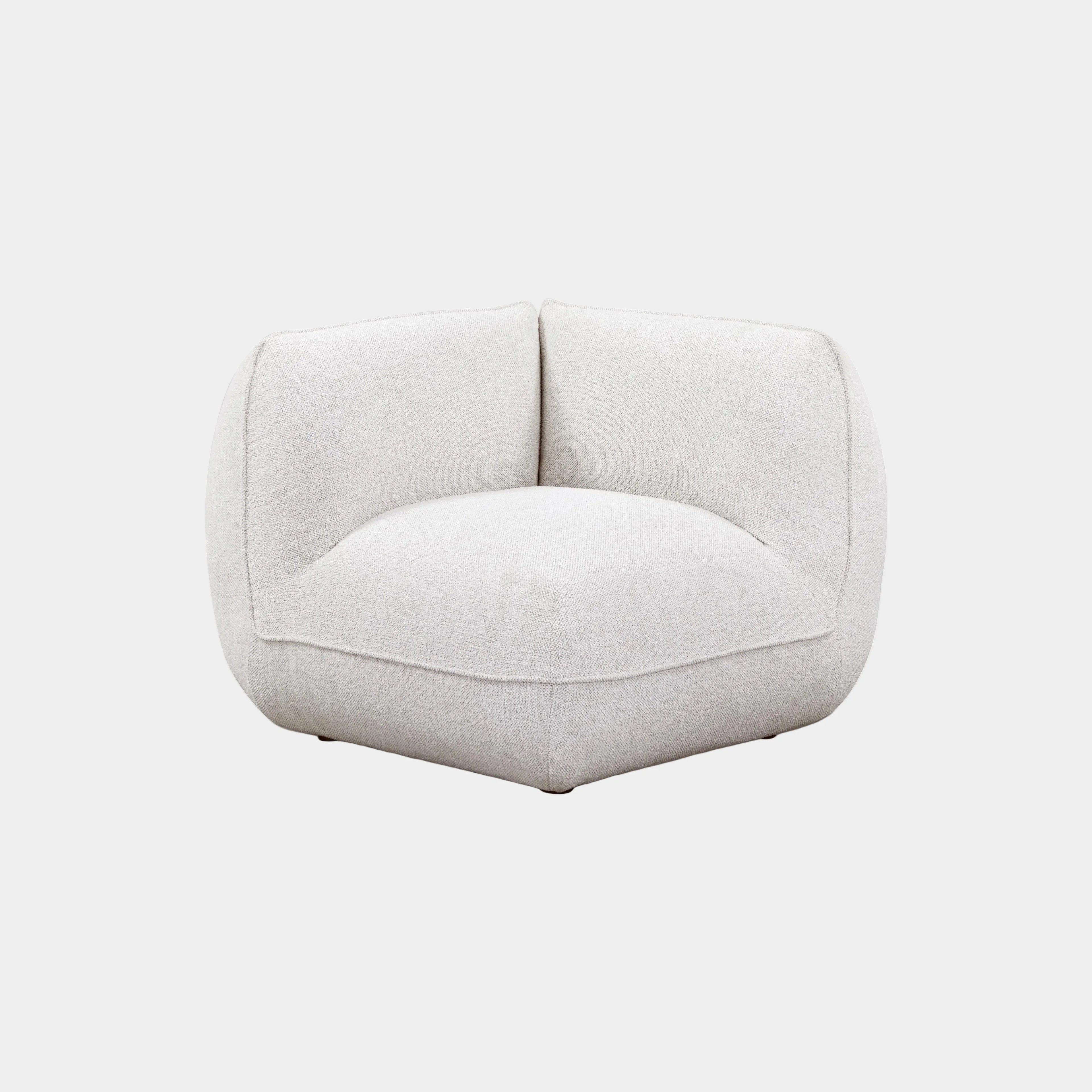 Arezza Stone White Contract-Grade Basketweave Chenille Corner Chair