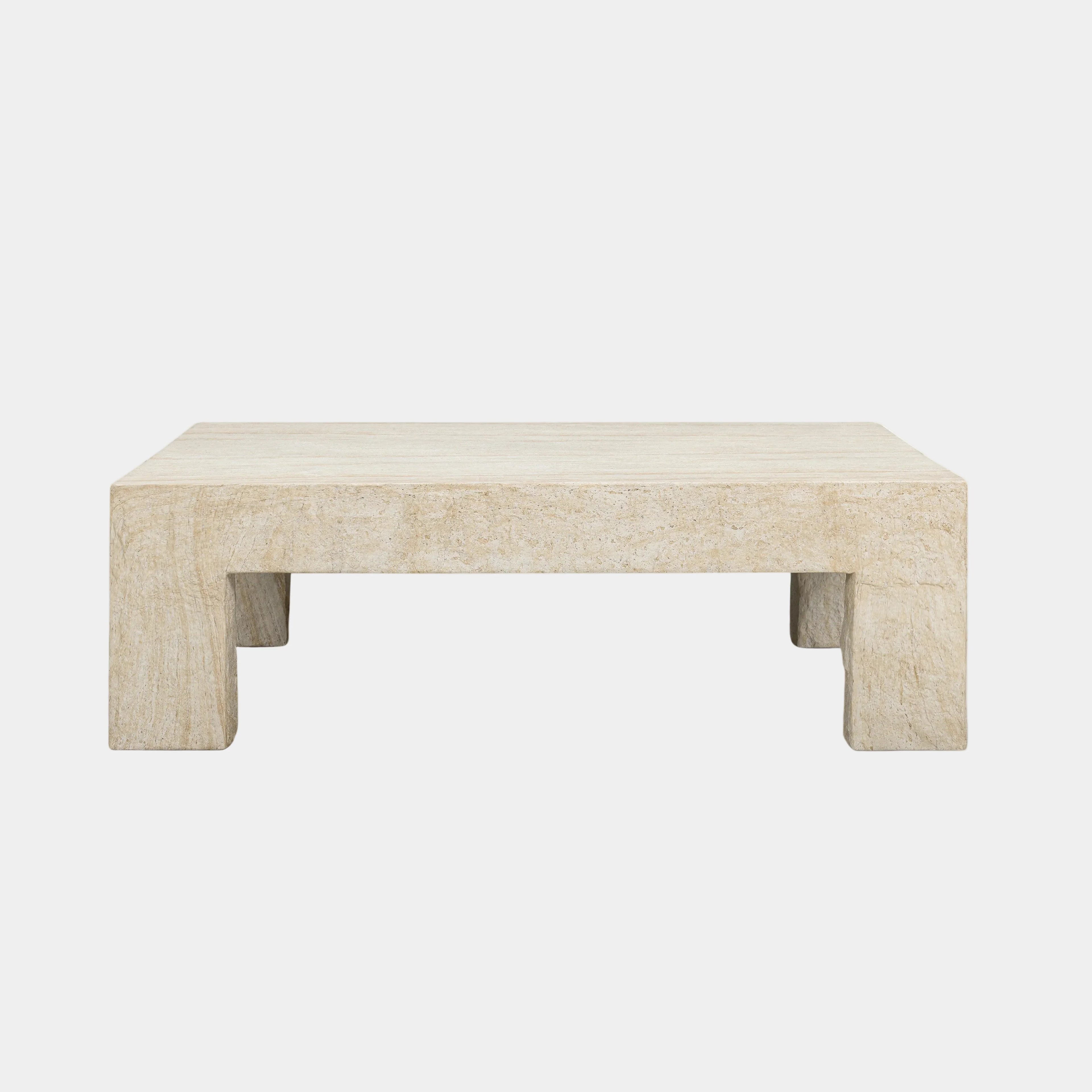 Roxanne 46" Faux Travertine Indoor/Outdoor Concrete Coffee Table