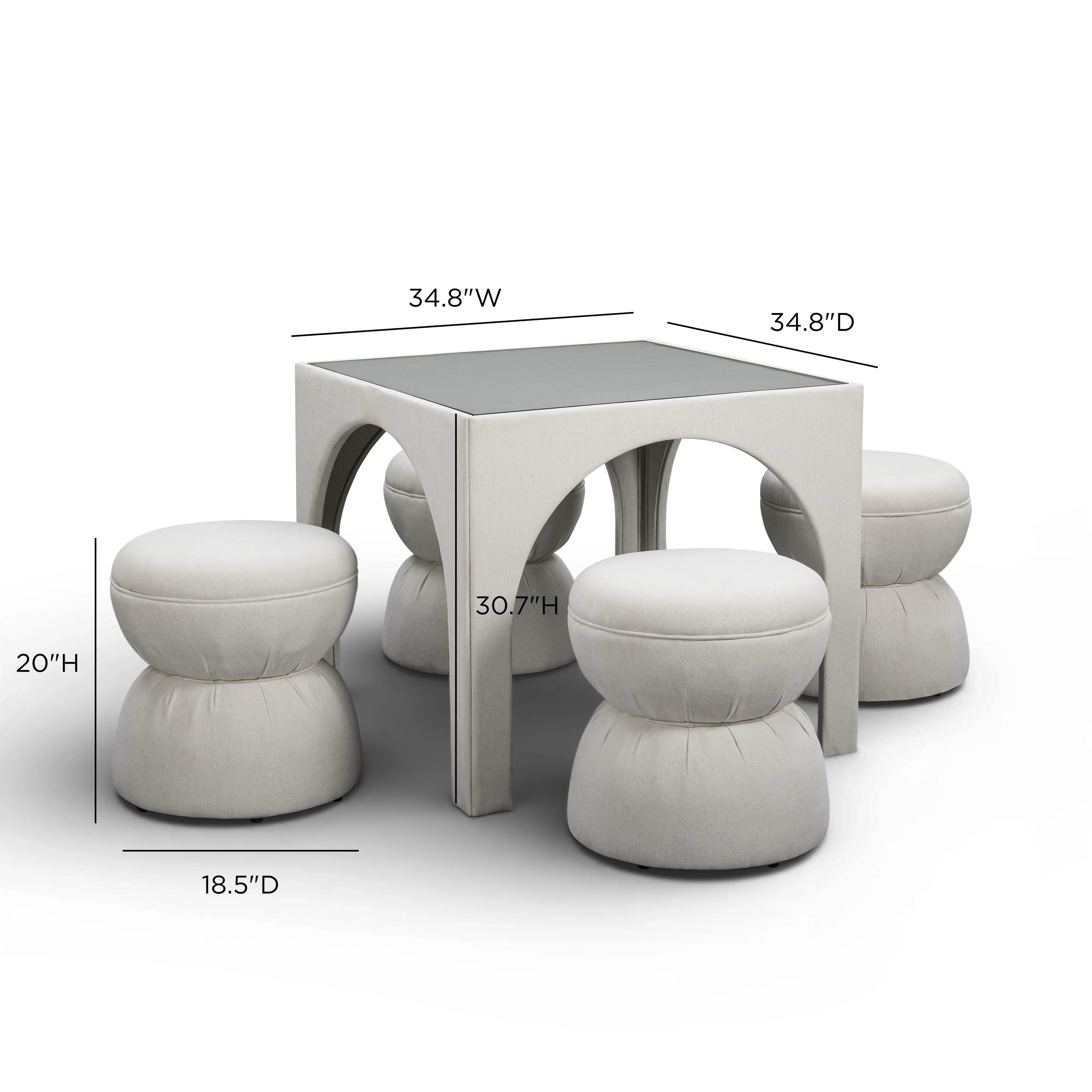 Tomlin Performance Chenille Game Table and Two Ottomans Set