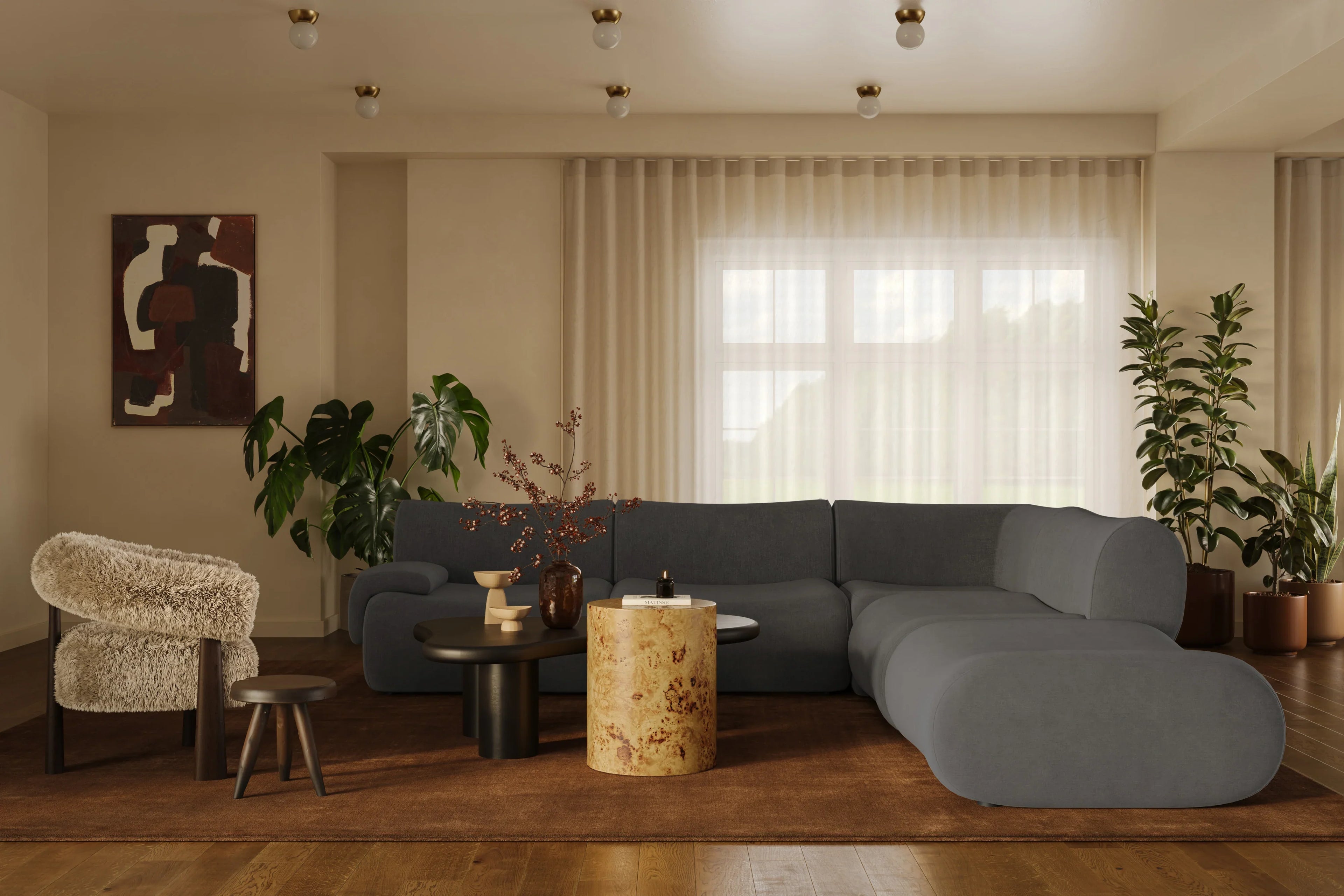 Zenith 5-Piece Contract-Grade Upcycled Fabric Modular Sectional