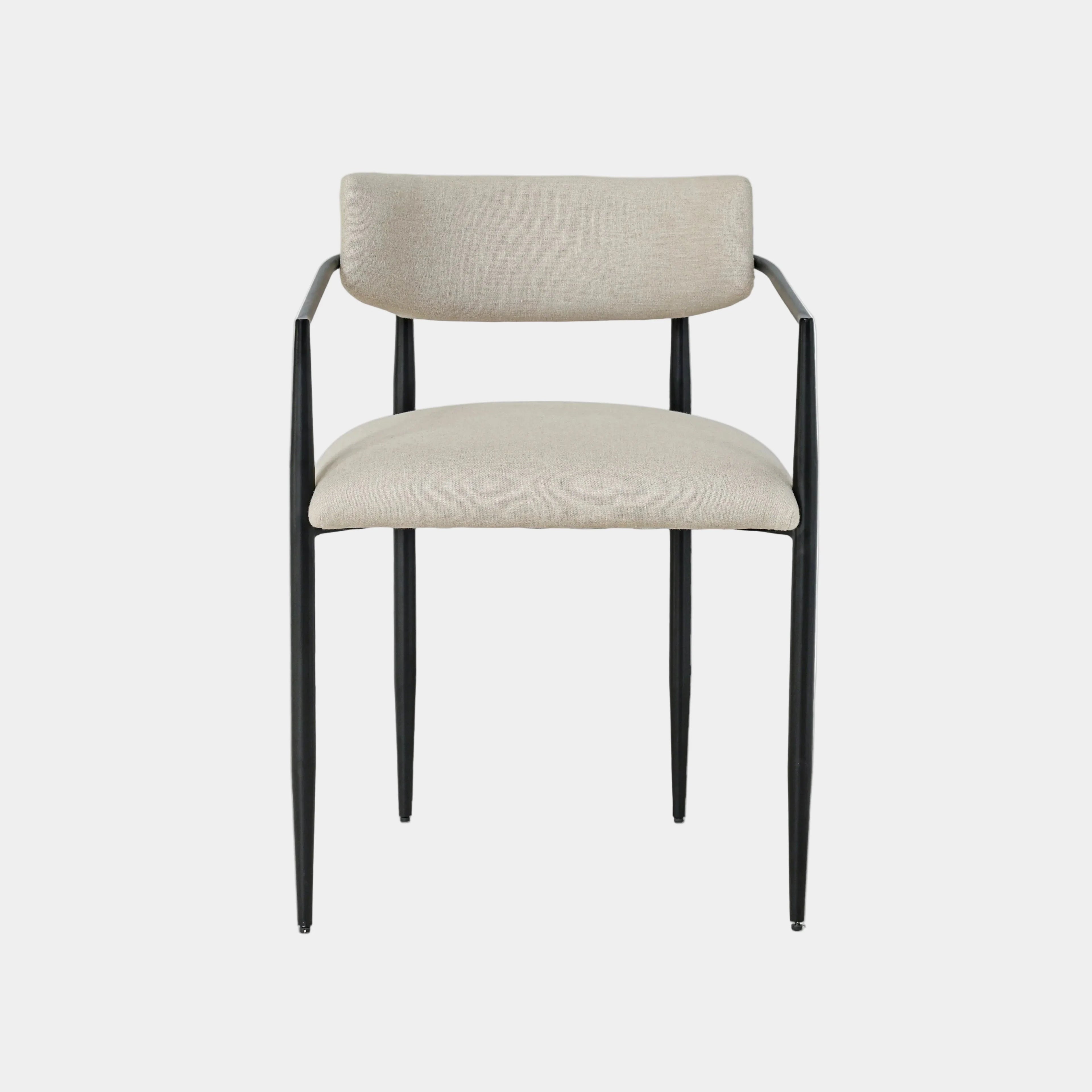 Forte Cream Linen Forged Iron Dining Chair