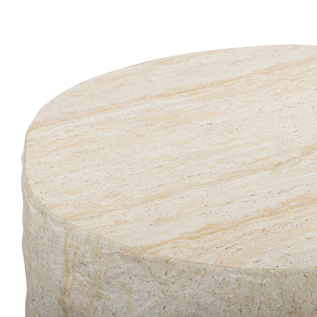 Roxanne Faux Travertine Indoor/Outdoor Concrete Side Table
