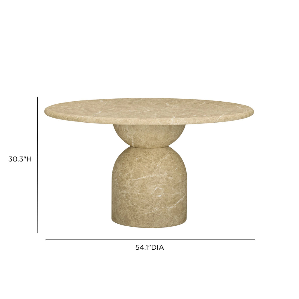 Cynthia 54" Faux Travertine Indoor/Outdoor Concrete Round Dining Table