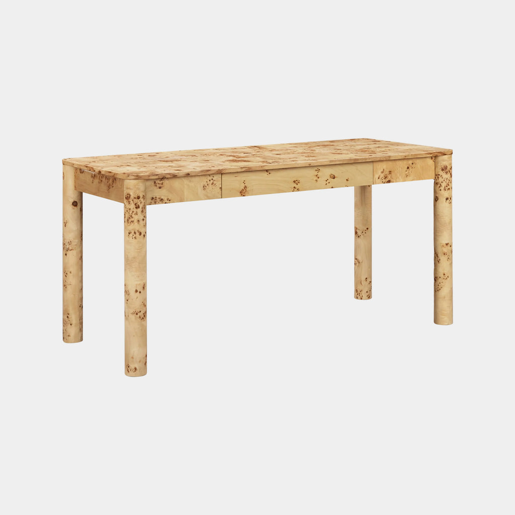 Berri 60" Natural Burl 3-Drawer Work Desk