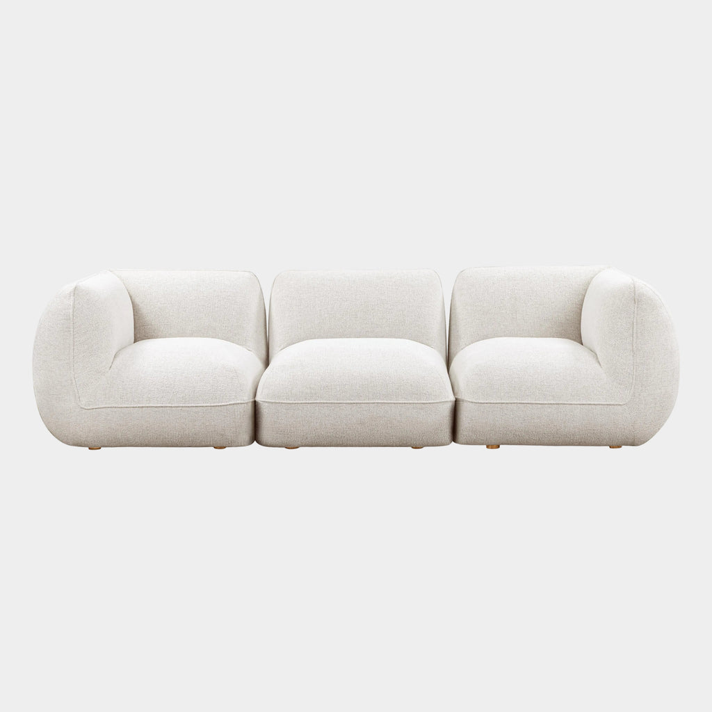 Arezza 115" Stone White Contract-Grade Basketweave Chenille Modular Sofa