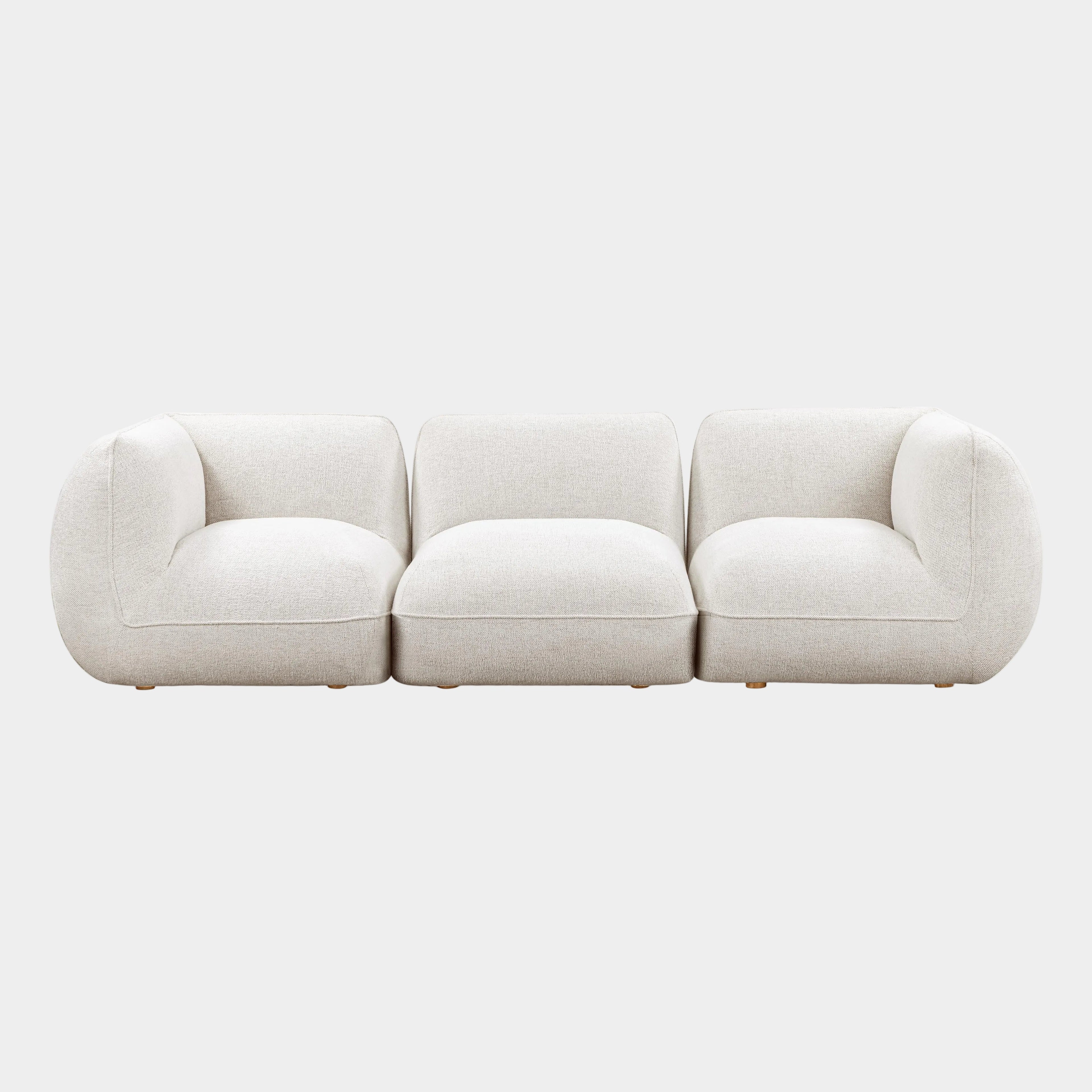 Arezza 115" Stone White Contract-Grade Basketweave Chenille Modular Sofa