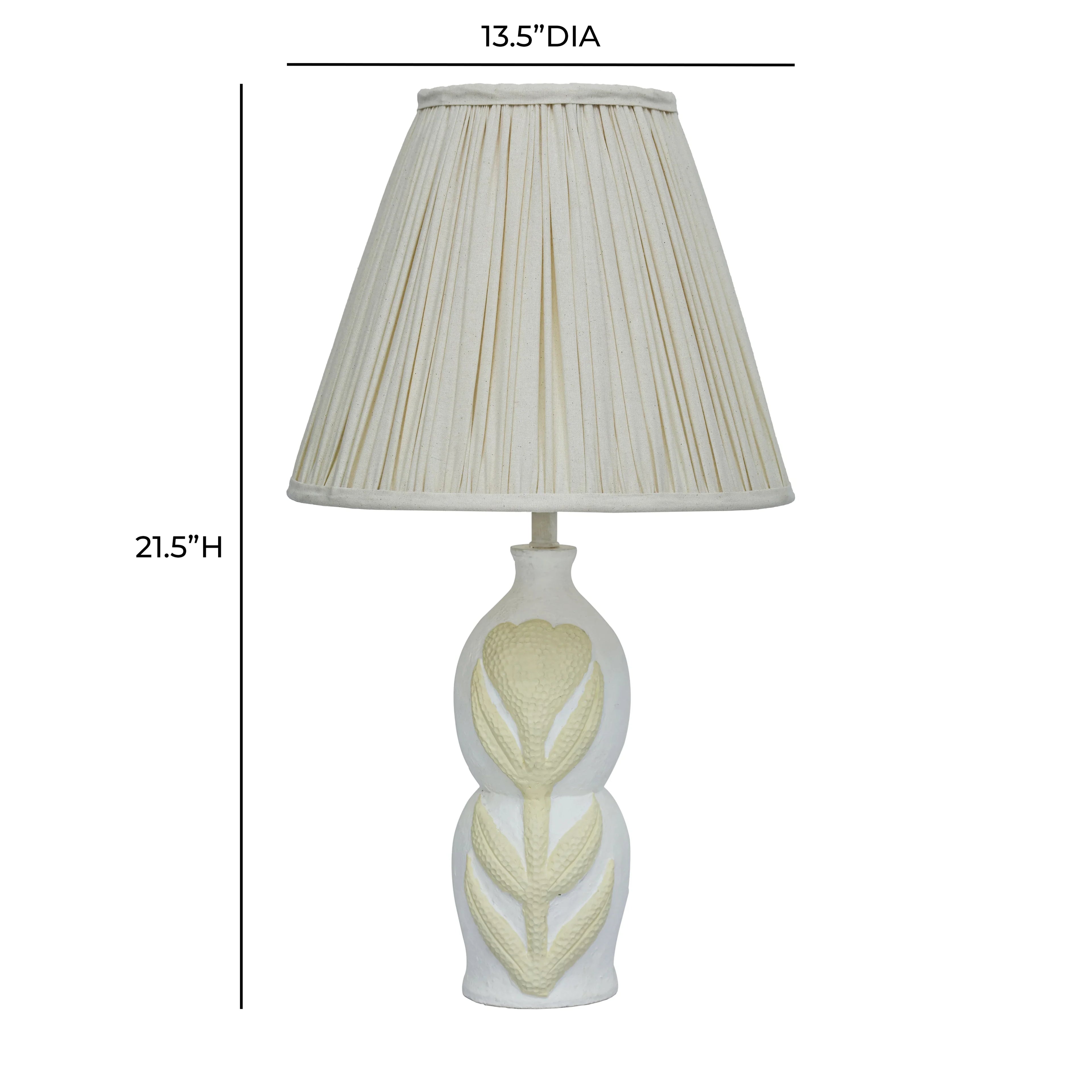 Edith Curved Papier Mache Flower Pleated Table Lamp