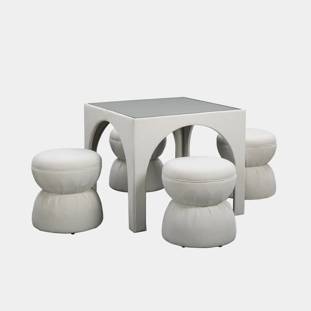 Tomlin Performance Chenille Game Table and Two Ottomans Set