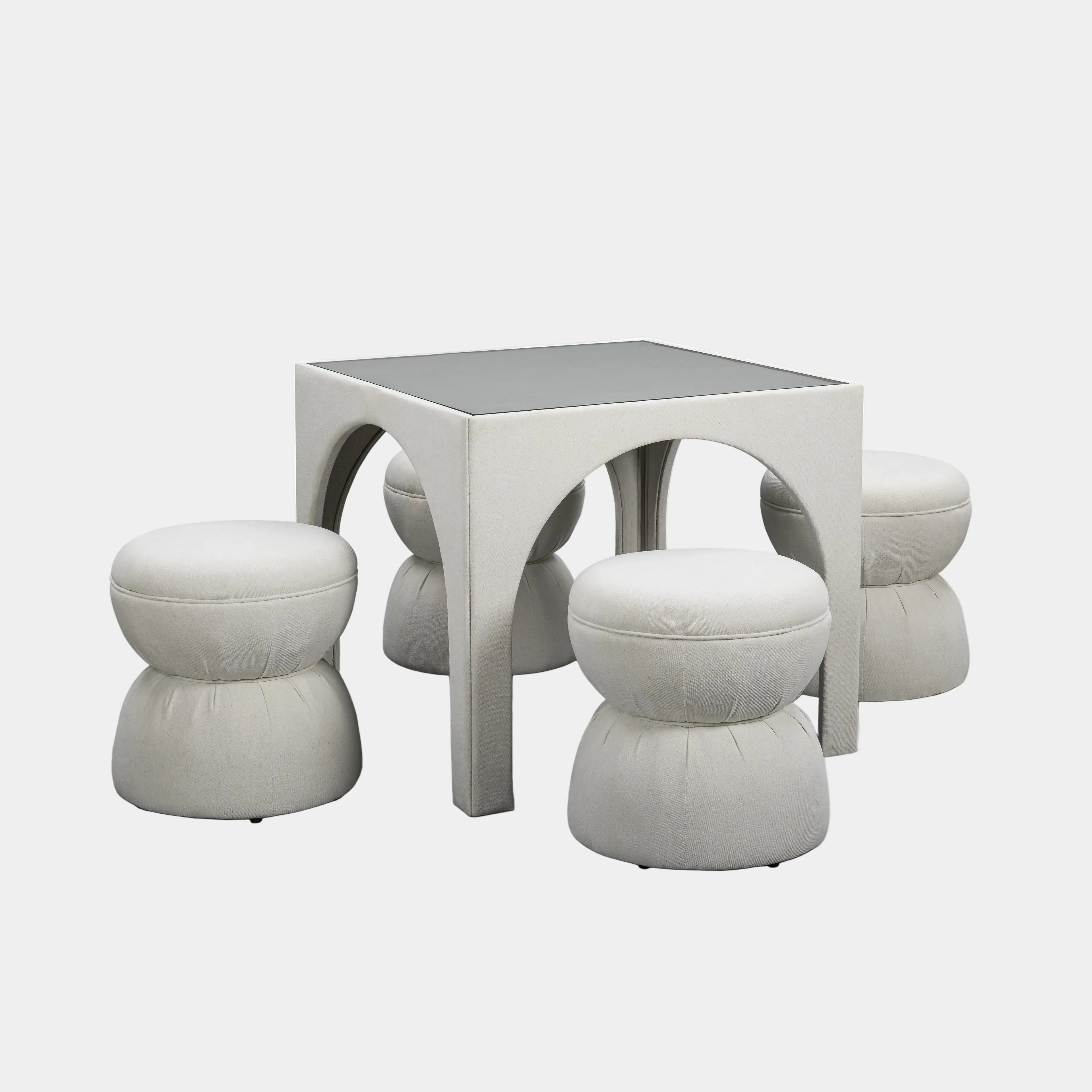 Tomlin Performance Chenille Game Table and Two Ottomans Set