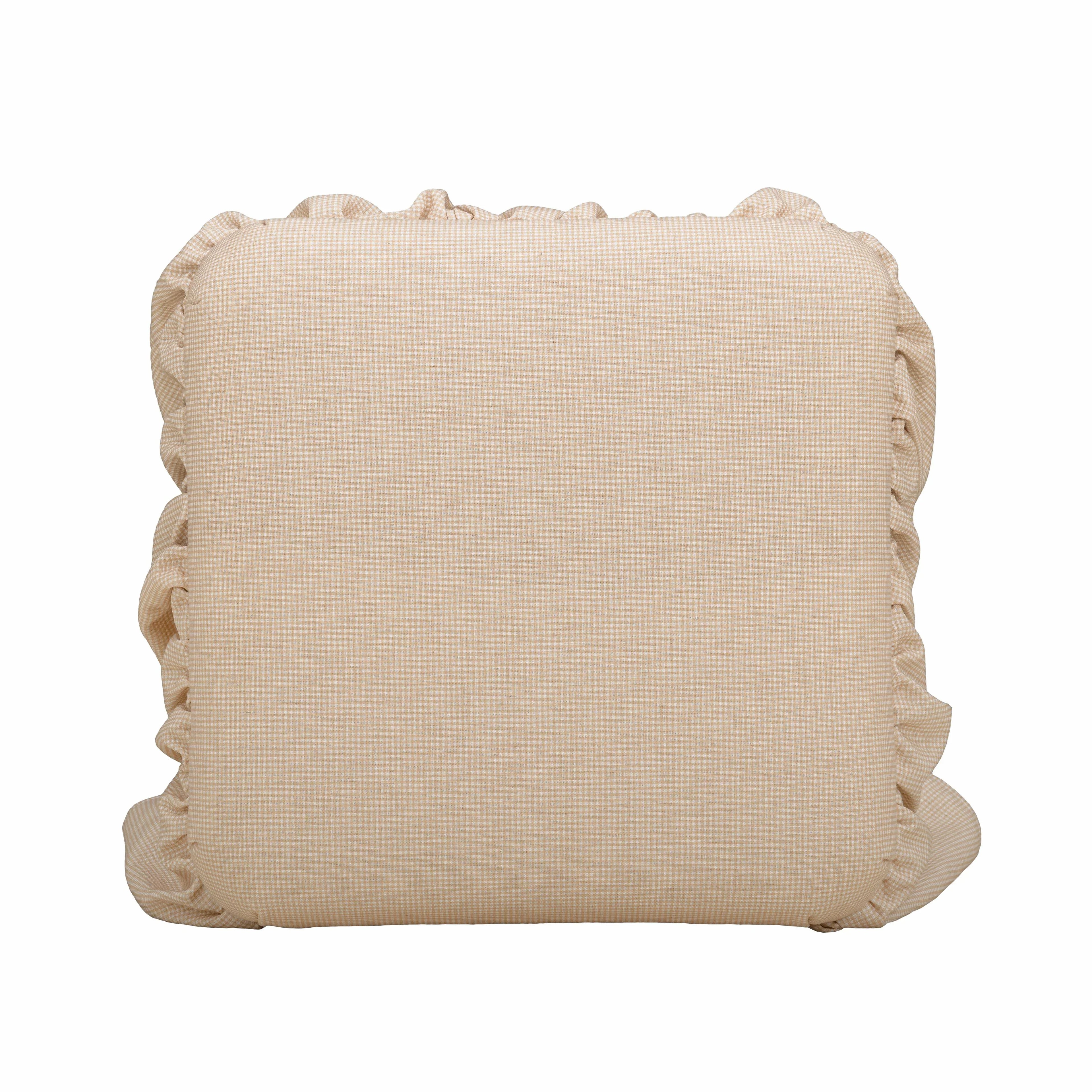 Gertrude Yellow Gingham Performance Linen Skirted Ottoman