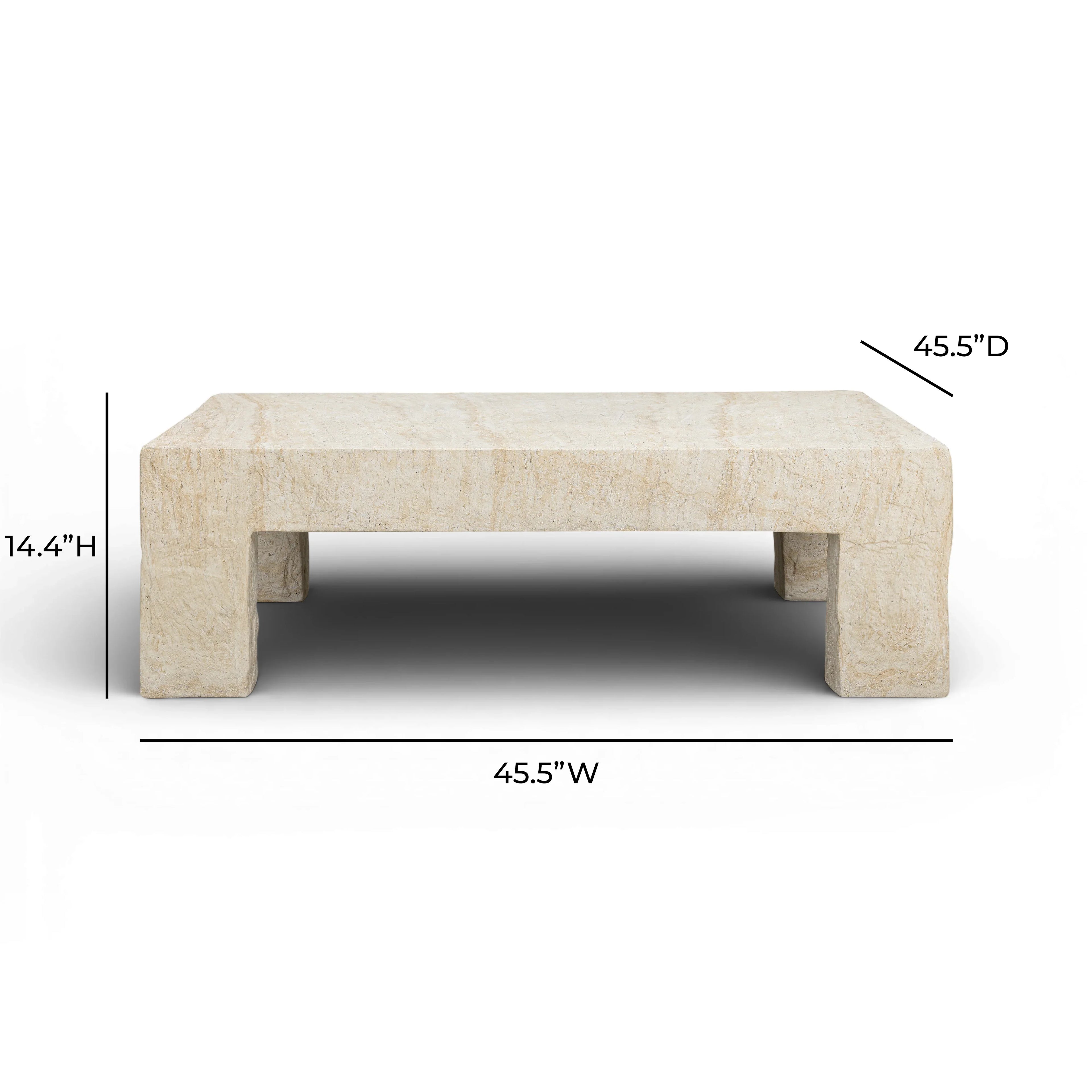Roxanne 46" Faux Travertine Indoor/Outdoor Concrete Coffee Table