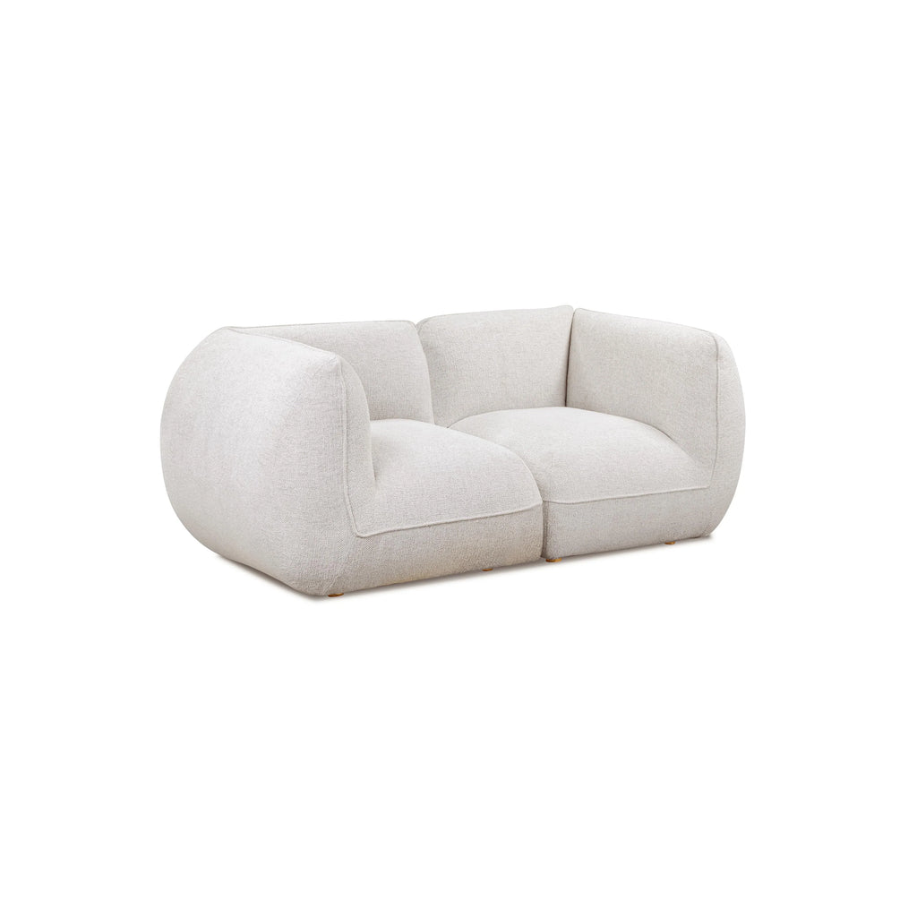 Arezza 80" Stone White Contract-Grade Basketweave Chenille Modular Loveseat
